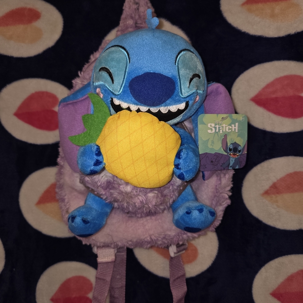 Plush Backpack with Pineapple - Blue and Purple